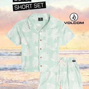 Volcom Kids Tropical Leaf Pajama Set - Light Green and White